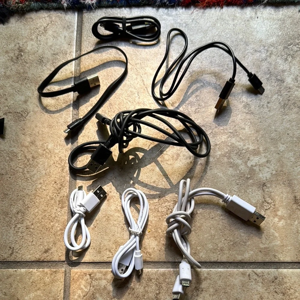 Lot of Mixed Charging Cables and Adapters for Various Devices